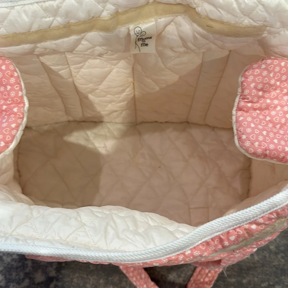 43 YEAR OLD VINTAGE DIAPER BAG PINK AND WHITE